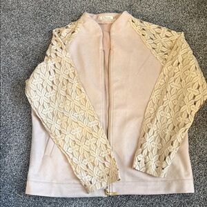 Lace Sleeve Bomber Jacket